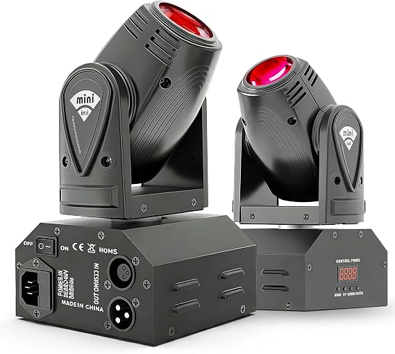 SHEHDS Moving Head Mini LED 10W RGBW 4in1 Beam Effect Stage Lights 2 Pack