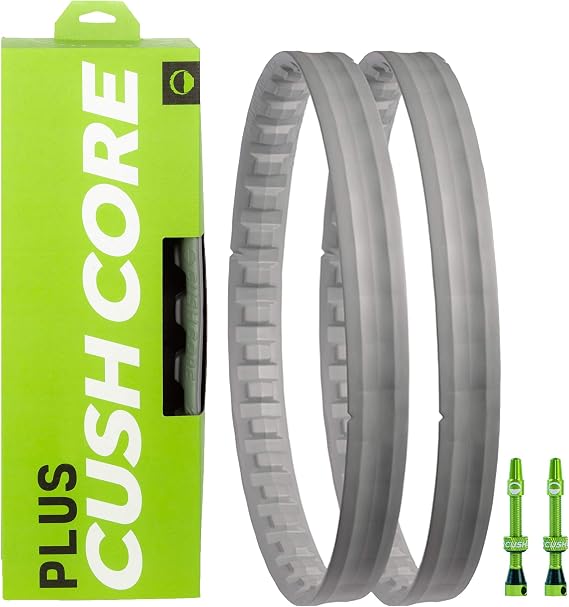 CushCore Plus Set - Includes (2) Tire Inserts, (2) Presta Valves & Rim Stickers, Easy At-Home Installation, Bicycle Tire Inserts, Helps Improve Ride Quality, Fits a 2.6"-3.0" Tire