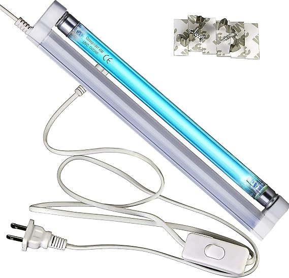 COOSPIDER 6W U/V/C Light Lamp, 253.7nm Sanitizer Lamp with 5ft ON/Off Switch Cord and Plug, 110V Ozone Bulb for Shoes Closet Cabinet Bathroom, Ideal Gift