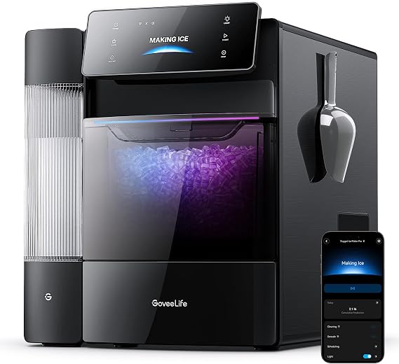 GoveeLife Smart Nugget Ice Maker Pro, 60lbs Daily, 6-Minute Ice, 40dB
