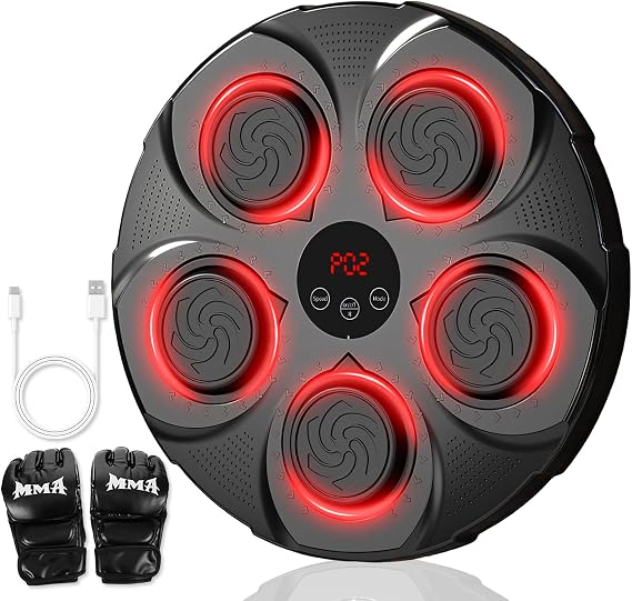 Music Boxing Machine for Adults, 2025 New Bluetooth Music Punching Machine with Gloves, Wall Mounted Boxing Training Target,9 Modes & 9 Speed Boxing Equipment for Gym Home,Office