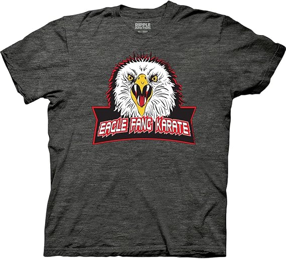 Ripple Junction Cobra Kai Men's Short Sleeve Eagle Fang Karate Logo Johnny Lawrence Dojo Officially Licensed