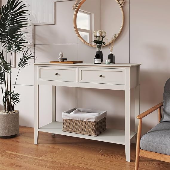 Large 2 Drawer Sideboard Console Table - Rowley Pale Cream Range
