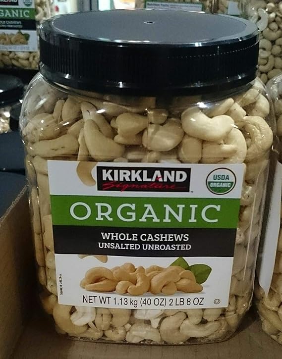 Kirkland Signatures Organic Whole Cashews Unsalted Unroasted, (Family Bundle)