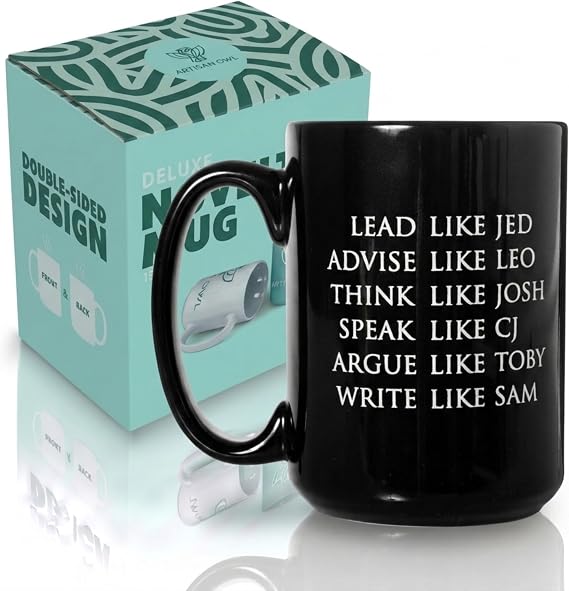 Artisan Owl Lead Like Jed Advise Like Leo Mug 15oz Large Ceramic Tea & Coffee Cup Political Drama Quote Gift for Fans