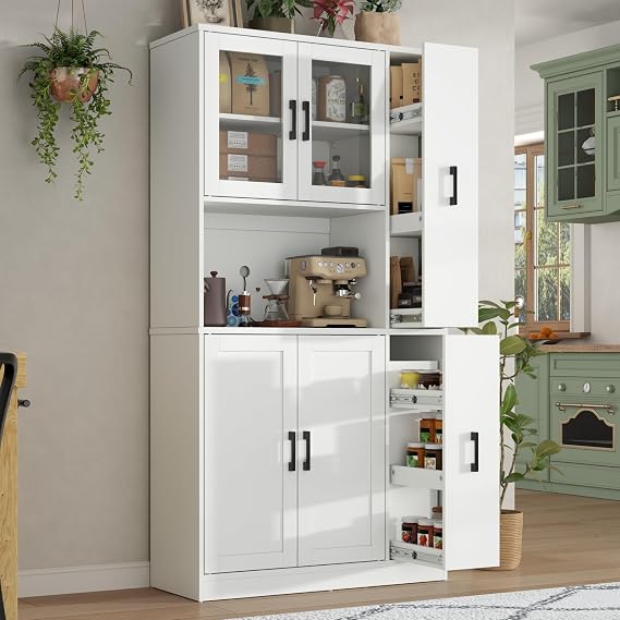 68" Kitchen Pantry Cabinet with Side Drawer, Kitchen Pantry Storage Cabinet