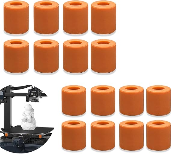 0.62in x 0.7in, 3D Printer Silicone Bed Spacers Leveling Mounts, Orange