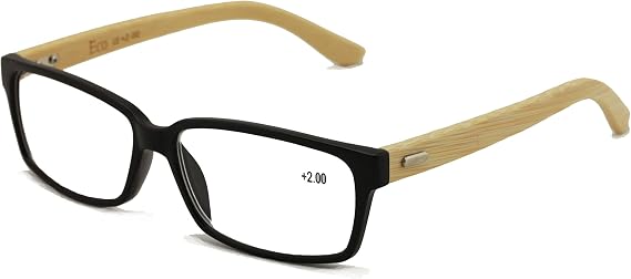Vision World Genuine Bamboo Rectangular Reading Glasses Men Women Readers