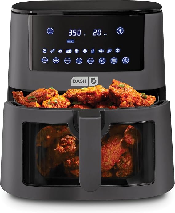 Dash Clear View Digital Air Fryer - Has AirCrisp Technology - For Family-Sized Meals - Digital Touchscreen & Extra-Large Crisper Drawer - 7 Quarts - Forged Iron