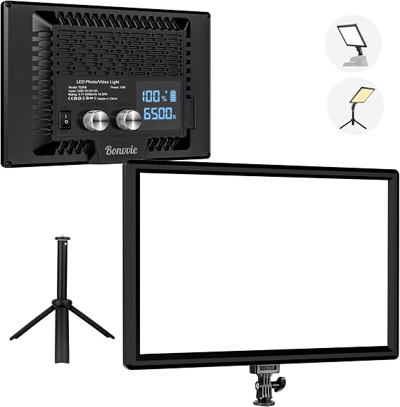 15W LED Video Lighting Kit, 9" Camera Light with 5000mAh Battery