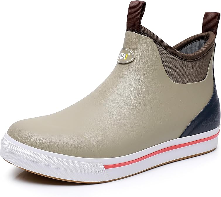 WTW Unisex Waterproof Ankle Deck Rain Boots Slip-On Garden Shoes