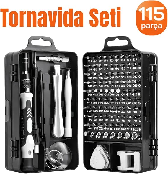 Profesyonel 115 Parça Tornavida Seti Telefon Tablet Elektronik Ürün Tamir Bakım Tornavida Seti