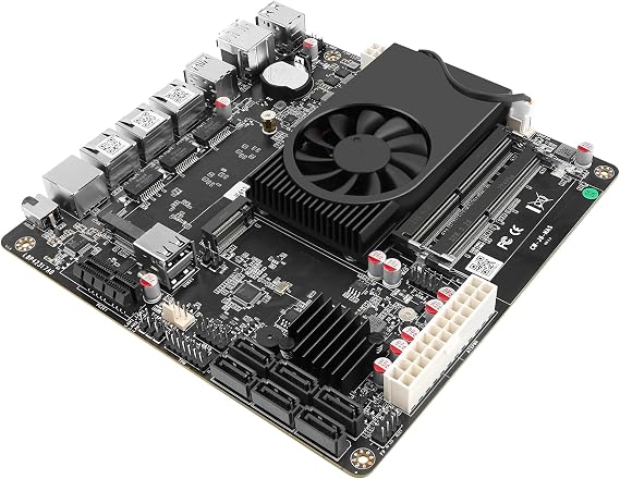 6-Bay NAS Mini-ITX Motherboard with Celeron J6413, 6X SATA3.0 6Gb/s, 2X DDR4, 2X M.2 NVMe 2280, 3X 2.5Gb LAN, 1x Console, Dual 4K Display, 6X USB