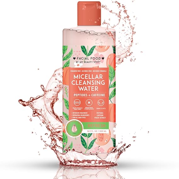 My Beauty Spot Micellar Water - Facial Cleansing Makeup Remover Hydrating Peach Infused Micellar Water Gentle Makeup Remover 16.9 Fl. Oz.