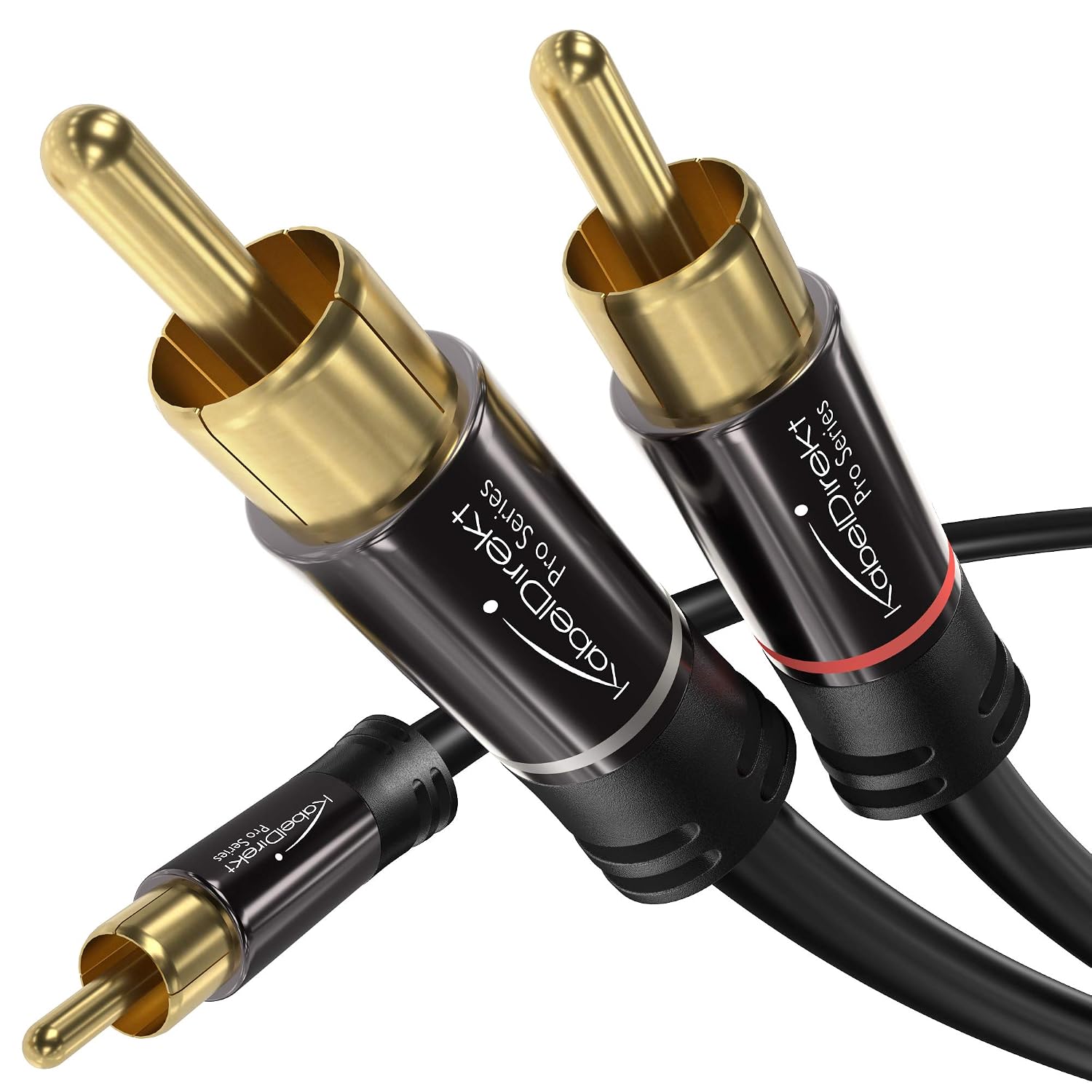 KabelDirekt – RCAPhono Y Cable – 6ft Short – 1 to 2 RCAPhono, Stereo Audio Cable Coax, MaleMale Plugs, AnalogDigital, Adapter for subsampsHi-FisHome Theaterreceivers, Black