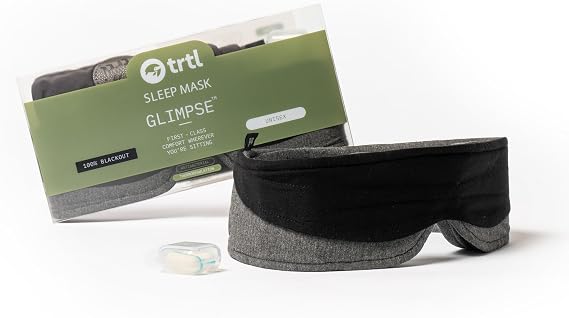 trtl Glimpse Sleep Mask, Blackout Eye Mask for Sleeping, Comfortable, Breathable Eye Masks for Sleep While Traveling,  with Travel Bag