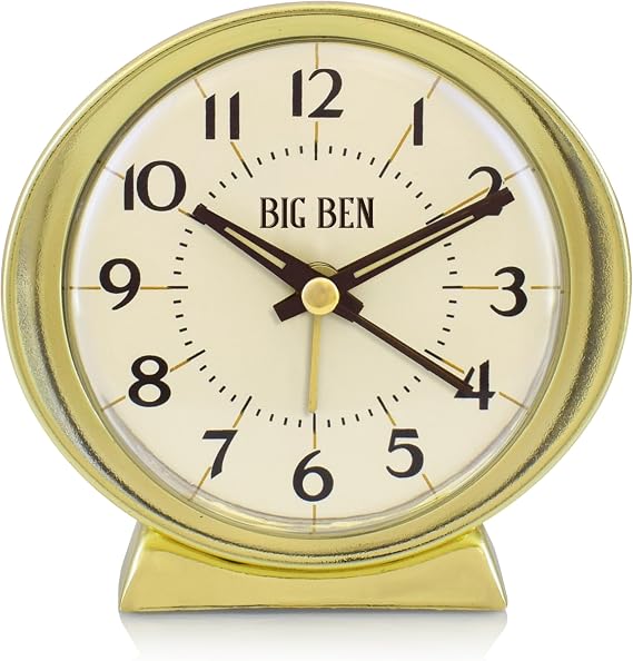 Westclox Classic Baby Ben Alarm Clock for Heavy Sleepers - Authentic 1964 Design, Loud High-Volume White Alarm Clock, Battery Operated, (Gold)