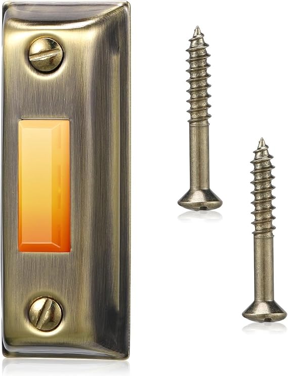 Wall Mounted Metal Doorbell Button, Antique Brass Finish, Vintage Style,Wired Brass Doorbell Chime Push Button In Antique Brass Finish Vintage