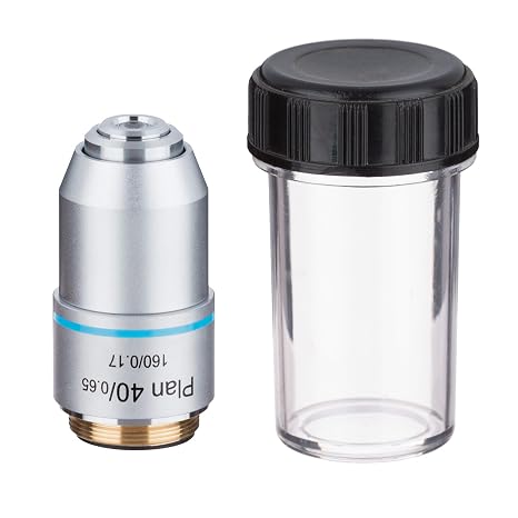 AmScope PA40X 40X Plan Achromatic Microscope Objective, Silver