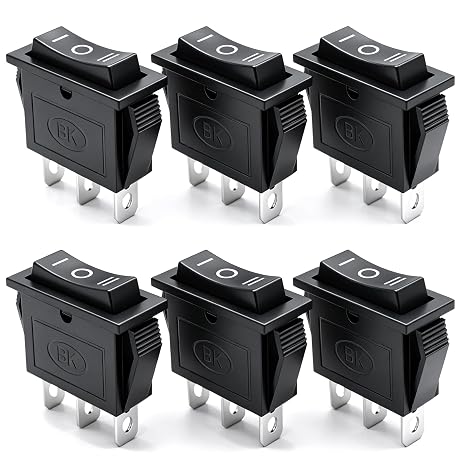 mxuteuk 6pcs Momentary Rocker Switch Snap-in Toggle Power Switch SPDT (ON)-Off-(ON) 3 Pin AC 250V 6A 125V 10A, Use for Car Auto Boat Household Appliances KCD3-123