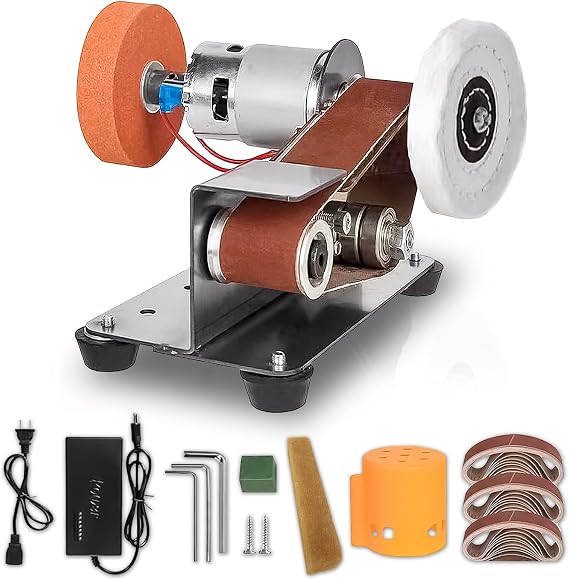 Mini Belt Sander, 7-Speed Knife Sharpener & Belt Grinder for Knife Making