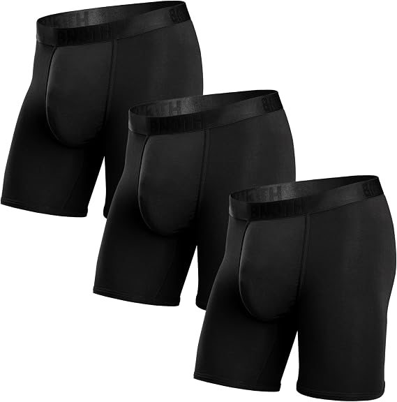 BN3TH Men's Classic Icon Boxer Briefs with Fly, 3-D Pouch, Breathable TENCEL Modal, Anti-Chafing, Lightweight, No-Roll Waistband, Athletic Design, Moisture-Wicking, Black-X-Large
