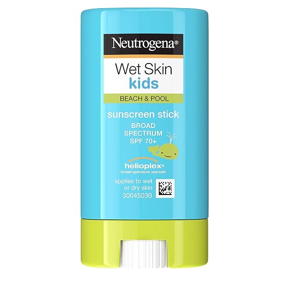 Neutrogena Wet Skin Kids Water Resistant Sunscreen Stick for Face and Body, Broad Spectrum SPF 70, 0.47 oz