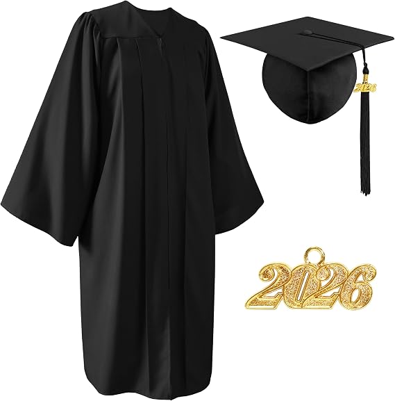 Matte Graduation Cap and Gown Set 2026 for High School and College