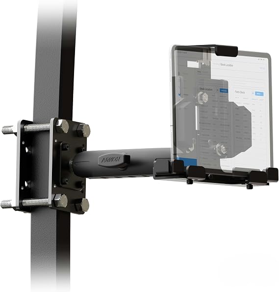 ARKON Mounts - Locking Forklift Tablet Mount with Adjustable Arm | Industrial Strength | Heavy-Duty Design | Adjustable | Boosts Warehouse Efficiency | Easy Install | Fits iPad and Samsung Tablets