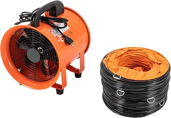 Ventilator Fan 10" Portable Extractor Fan, 320W 1518 CFM 3300RPM High Efficiency Utility Blower Exhaust Fan w/16 ft PVC Ducting for Exhausting&Ventilating at Home and Job Site (32.8 ft PVC Ducting)
