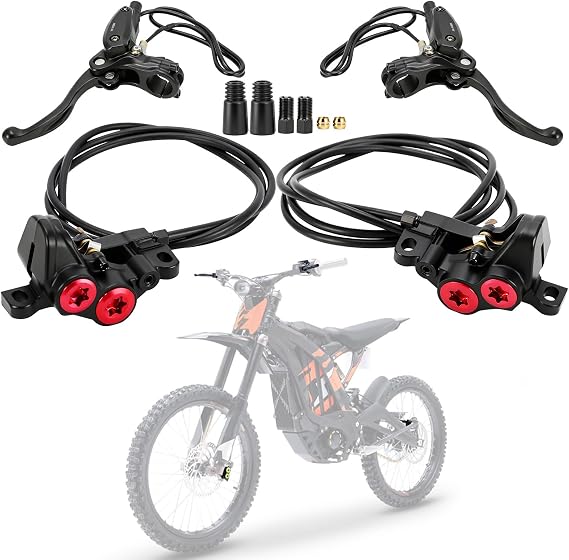 Front & Rear Brake Kit for Surron LBX Talaria Eride Pro SS 2.0 3.0, Brake Caliper Oil Hose Set CNC for E Ride Pro SR S Talaria Sting MX3 / R MX4 79Bike Falcon M X160 X260