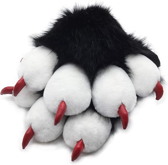 Fursuit Paws Furry Partial Fluffy Gloves Costume Lion Bear Props for Kids Adults