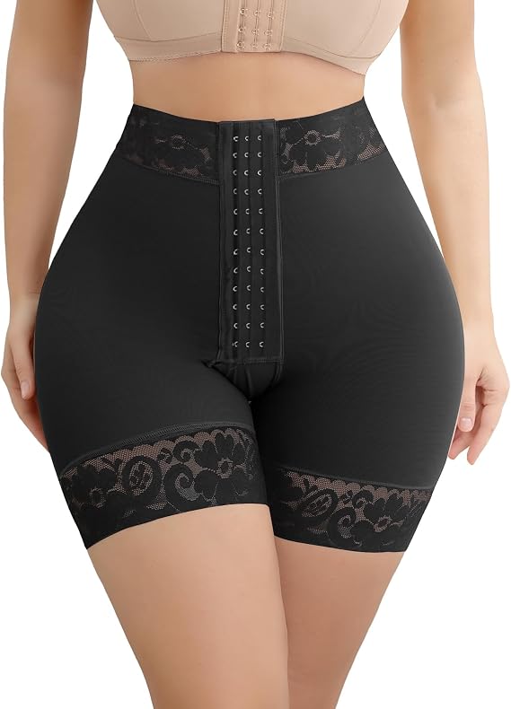 SHAPSHE High-Waist Shapewear Shorts, Tummy Control, 3-Row Front Hooks