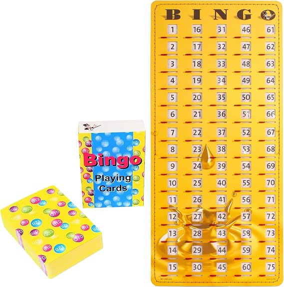 MR CHIPS Jam-Proof Gold Rush Master Board Bingo Card Slide with Shutters Plus Deck of Calling Cards