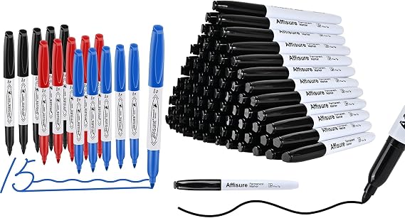 3 Colors 15 Pack Markers and Permanent markers, 100 packspermanent markers bulk
