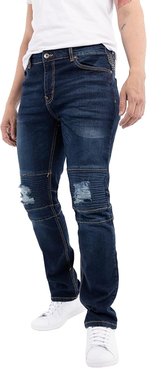 X RAY RAW X Mens Skinny Jeans, Washed Ripped Distressed Moto Stretch Denim Biker Pants for Men