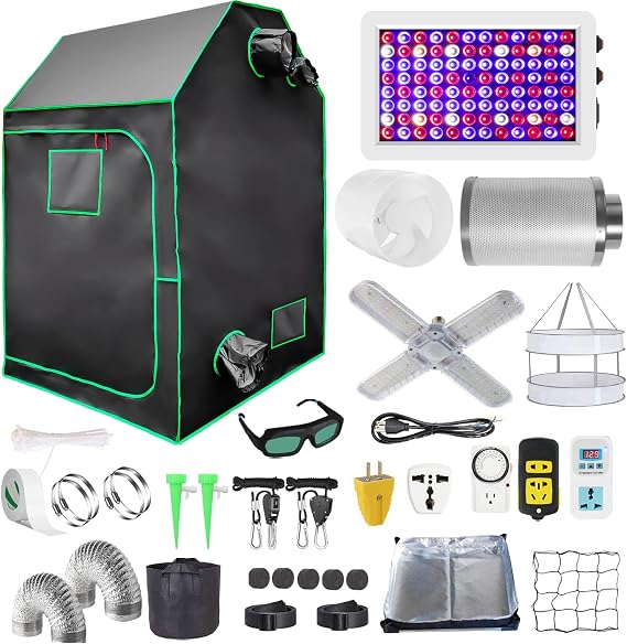 4x4 Grow Tent Kit, Complete High Reflective Mylar Indoor Grow Tent 48"x48"x83"+ LED Grow Light Combo, Hydroponics Indoor Plant Growing Tent System with Carbon Filter