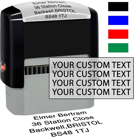 Personalised Stamp Custom Made Self-Inking Business Company Address Rubber Stamps Customised Return Address Stamp with Name Date Signature
