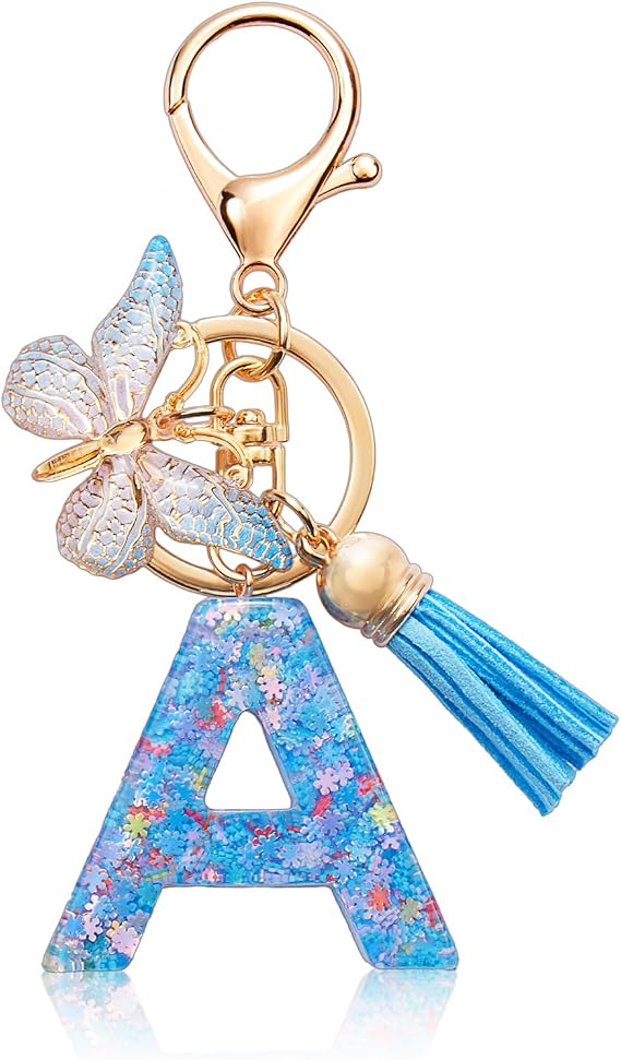 CHUQING Keyring Letter Girl Keyring with Initial Letter Keychain with Butterfly for Women