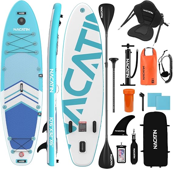 NACATIN Inflatable Stand Up Paddle Board,10'6"Upgrade Version Blow Up Paddle Boards for Adults with Premium SUP Accessories& Backpack,Adjustable Paddle,Camera Mount,Hand Pump, for Lake, River, Yoga