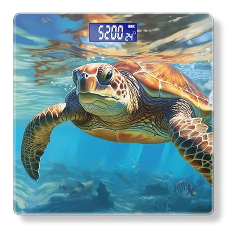Digital Scale for Body Weight Highly Precision Bathroom Weight Scale 400 lbs with Backlit Display Personalized Scale for Home-Majestic Sea Turtle Swimming in The Clear Blue Ocean
