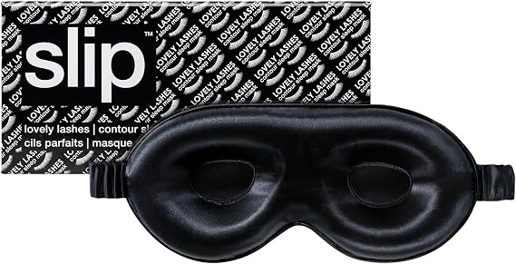 Slip Silk Contour Sleep Mask - Lovely Lashes - 100% Pure Mulberry 22 Momme Slipsilk Eye Mask - Comfortable Sleeping Mask with Elastic Band + Pure Silk Filler and Internal Liner - One Size