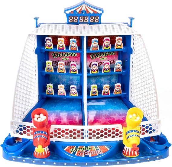 Merchant Ambassador Retro Arcade Electronic: Down The Clown - Tabletop Game, Sound Effects, Electronic Scoreboard, 2 Players, Ages 6+