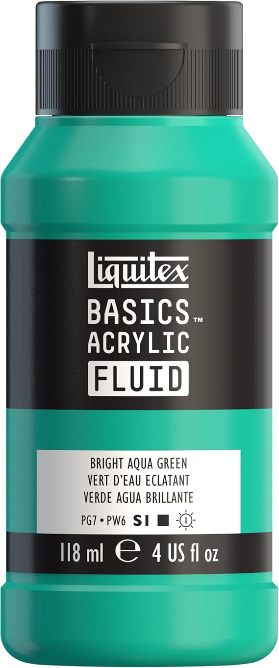 Liquitex BASICS Acrylic Fluid Paint, 4-oz Bottle, Bright Aqua Green