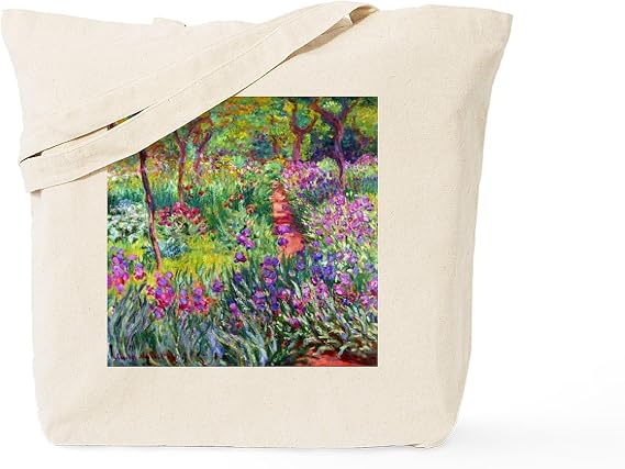 CafePress The Iris Garden By Claude Monet Tote Bag Natural Canvas Tote Bag, Reusable Shopping Bag