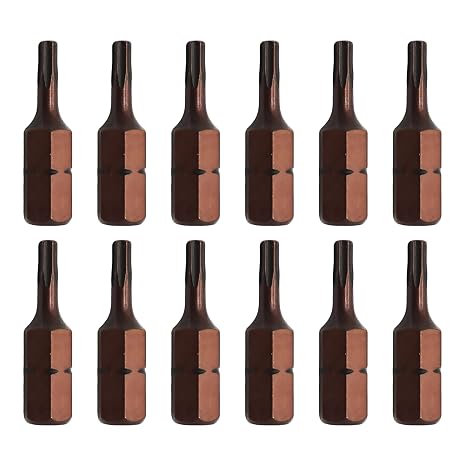 12Pcs T10 Torx Security Bit Set, S2 Steel Magnetic Tamper Resistant 6 Point Star Bits, 1/4" Hex 1-Inch Length Shank for Impact Drivers, Professional Grade