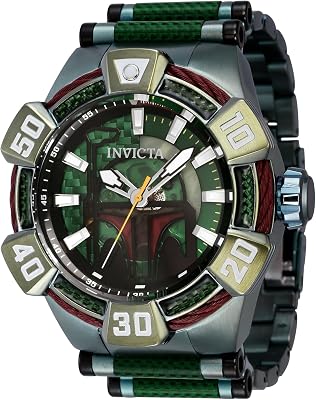 Invicta Mens Star Wars 52mm Stainless Steel, Glass Fiber Automatic Watch, Green Model: 40974