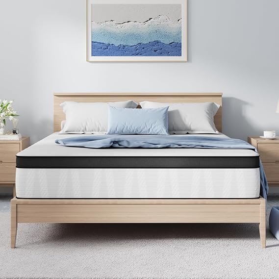 Avenco King Mattress, 10 Inch Medium Firm King Size Mattress in a Box, Hybrid Mattresses with SmartsTM Coil Pocket Springs for Motion Isolation, Strong Edge Support, CertiPUR-US Certified