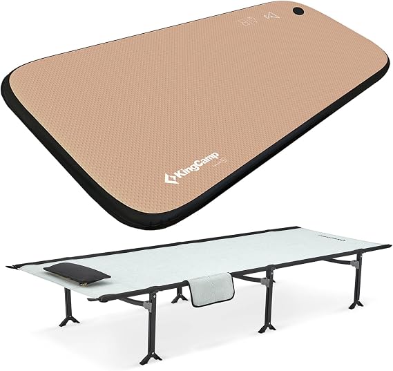 KingCamp Folding Camping Cot & Single-Size Sleeping Pad Inflatable DropStitch Mat