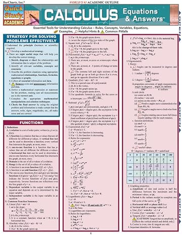 Calculus Equations & Answers: QuickStudy Laminated Reference Guide